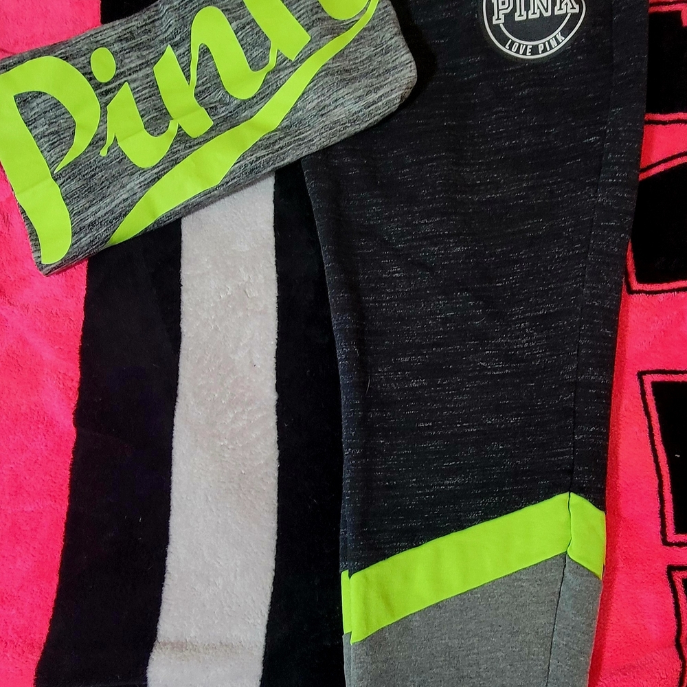 PINK Victoria's Secret Gray and Neon Yellow Shorts - Picture 8 of 8